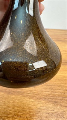 Vintage Mid- Century Bud Vase | Anna Van Briggle Brown Drip Glaze Vase 7" view 10