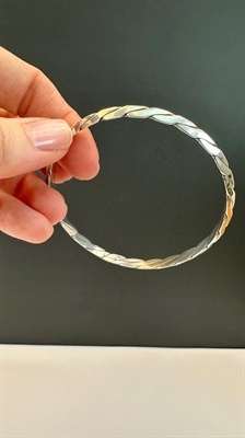 Vintage Tiffany & Co. Sterling Silver Bangle Bracelet | Knife Edge Twist |  1990's Tiffany Silver Bracelet view 1