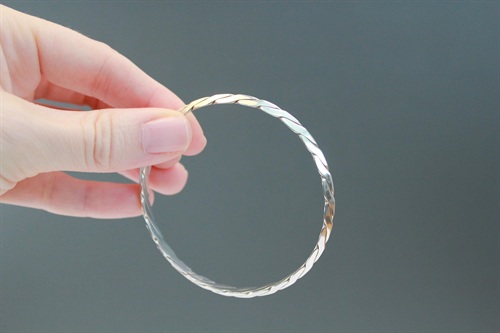 Vintage Tiffany & Co. Sterling Silver Bangle Bracelet | Knife Edge Twist |  1990's Tiffany Silver Bracelet view 2