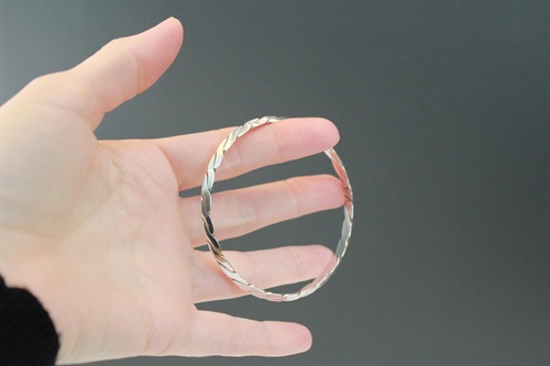 Vintage Tiffany & Co. Sterling Silver Bangle Bracelet | Knife Edge Twist |  1990's Tiffany Silver Bracelet view 3