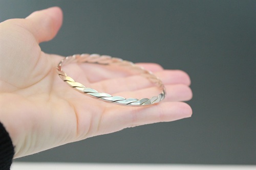 Vintage Tiffany & Co. Sterling Silver Bangle Bracelet | Knife Edge Twist |  1990's Tiffany Silver Bracelet view 4