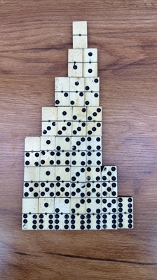 Antique Domino Set | Vintage Bone Dominoes Brass Pinned Ebony | Complete 28 Piece Set- NO BOX view 9