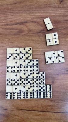 Antique Domino Set | Vintage Bone Dominoes Brass Pinned Ebony | Complete 28 Piece Set- NO BOX view 10