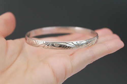 Vintage Danecraft Fletch & Co. Sterling Silver Bangle Bracelet | Art Deco Design 1940's view 1