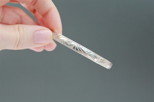 Vintage Danecraft Fletch & Co. Sterling Silver Bangle Bracelet | Art Deco Design 1940's view 3