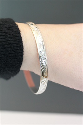 Vintage Danecraft Fletch & Co. Sterling Silver Bangle Bracelet | Art Deco Design 1940's view 4
