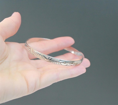 Vintage Danecraft Fletch & Co. Sterling Silver Bangle Bracelet | Art Deco Design 1940's view 5