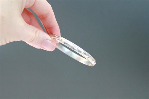 Vintage Danecraft Fletch & Co. Sterling Silver Bangle Bracelet | Art Deco Design 1940's view 10