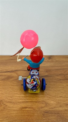 Vintage Tin Litho Wind-Up Pinocchio | Boy on Tricycle Tin Toy -Working view 5