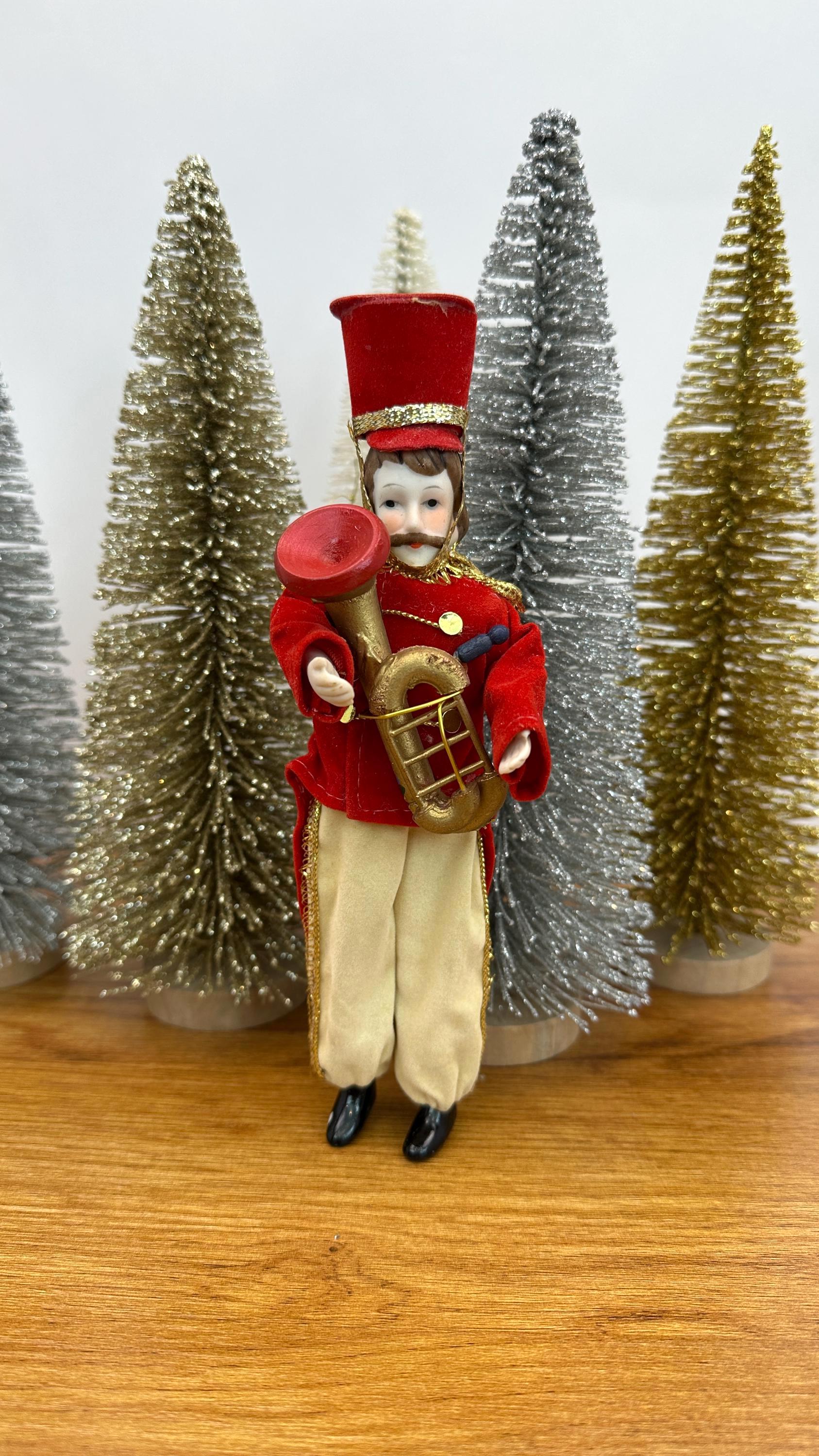 Vintage Toy Soldier Marching Band Ornament | Christmas Ornament | Porcelain Figure Playing Tuba