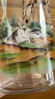 Vintage Hand Painted Highball Drinking Glasses Equestrienne  Fox Hunt-Made in Czechoslovakia Early 1900's view 6