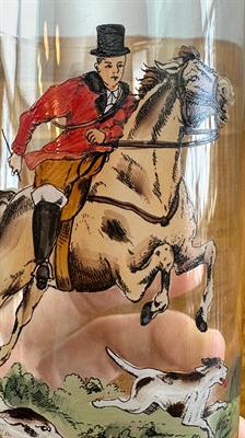 Vintage Hand Painted Highball Drinking Glasses Equestrienne  Fox Hunt-Made in Czechoslovakia Early 1900's view 7