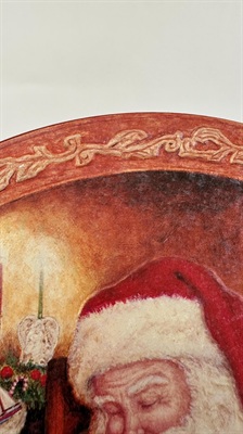 Vintage Christmas Tin 1990's Santa Claus Embossed and Textured Tin- Empty PartyLite Tin view 2