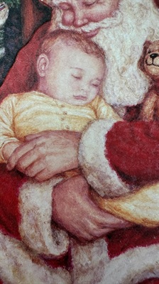 Vintage Christmas Tin 1990's Santa Claus Embossed and Textured Tin- Empty PartyLite Tin view 8