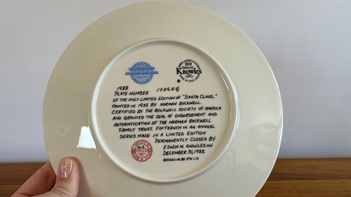 1988 Norman Rockwell Santa Clause Collectors Plate  Edwin M Knowles #10364G view 3