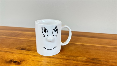 Vintage Face Mug ceramic Smiling whimsical 3D Funny Face Coffee Tea structural emoticon novelty gryphoneware anthropomorphic view 1