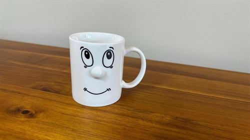 Vintage Face Mug ceramic Smiling whimsical 3D Funny Face Coffee Tea structural emoticon novelty gryphoneware anthropomorphic view 3