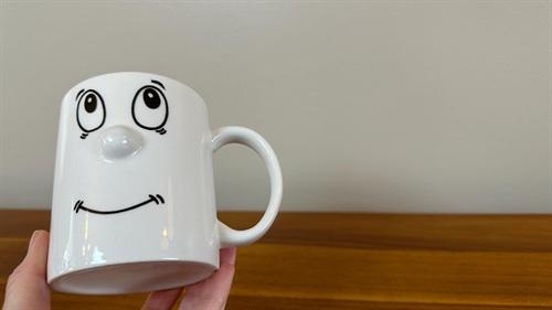 Vintage Face Mug ceramic Smiling whimsical 3D Funny Face Coffee Tea structural emoticon novelty gryphoneware anthropomorphic view 5