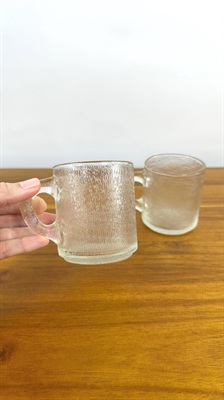 Vintage 1970's Indiana Glass Crystal Ice Bark Mugs Vintage Clear Glassware Mugs SET OF 2 view 1