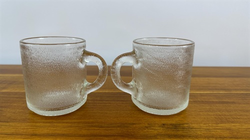 Vintage 1970's Indiana Glass Crystal Ice Bark Mugs Vintage Clear Glassware Mugs SET OF 2 view 2