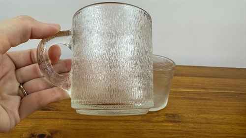 Vintage 1970's Indiana Glass Crystal Ice Bark Mugs Vintage Clear Glassware Mugs SET OF 2 view 3