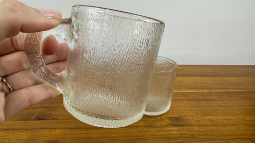 Vintage 1970's Indiana Glass Crystal Ice Bark Mugs Vintage Clear Glassware Mugs SET OF 2 view 8