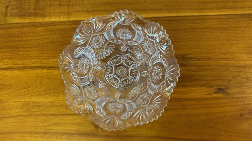 Vintage Imperial Glass Crystal -343 Clear Stars 8" Flared Berry Bowl  - EAPG view 3