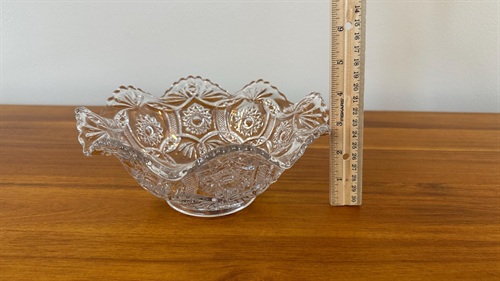 Vintage Imperial Glass Crystal -343 Clear Stars 8" Flared Berry Bowl  - EAPG view 5
