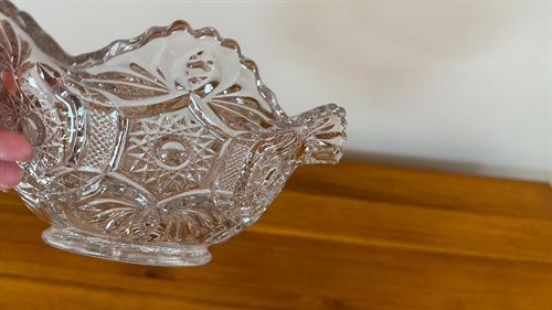 Vintage Imperial Glass Crystal -343 Clear Stars 8" Flared Berry Bowl  - EAPG view 7