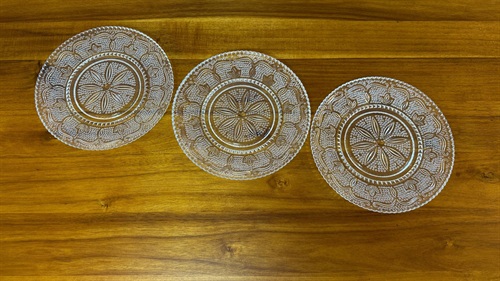 Vintage Federal Glass Heritage Clear Glass Dinner Plates (SET of 3) 1950's Dinnerware 9" Plate view 9