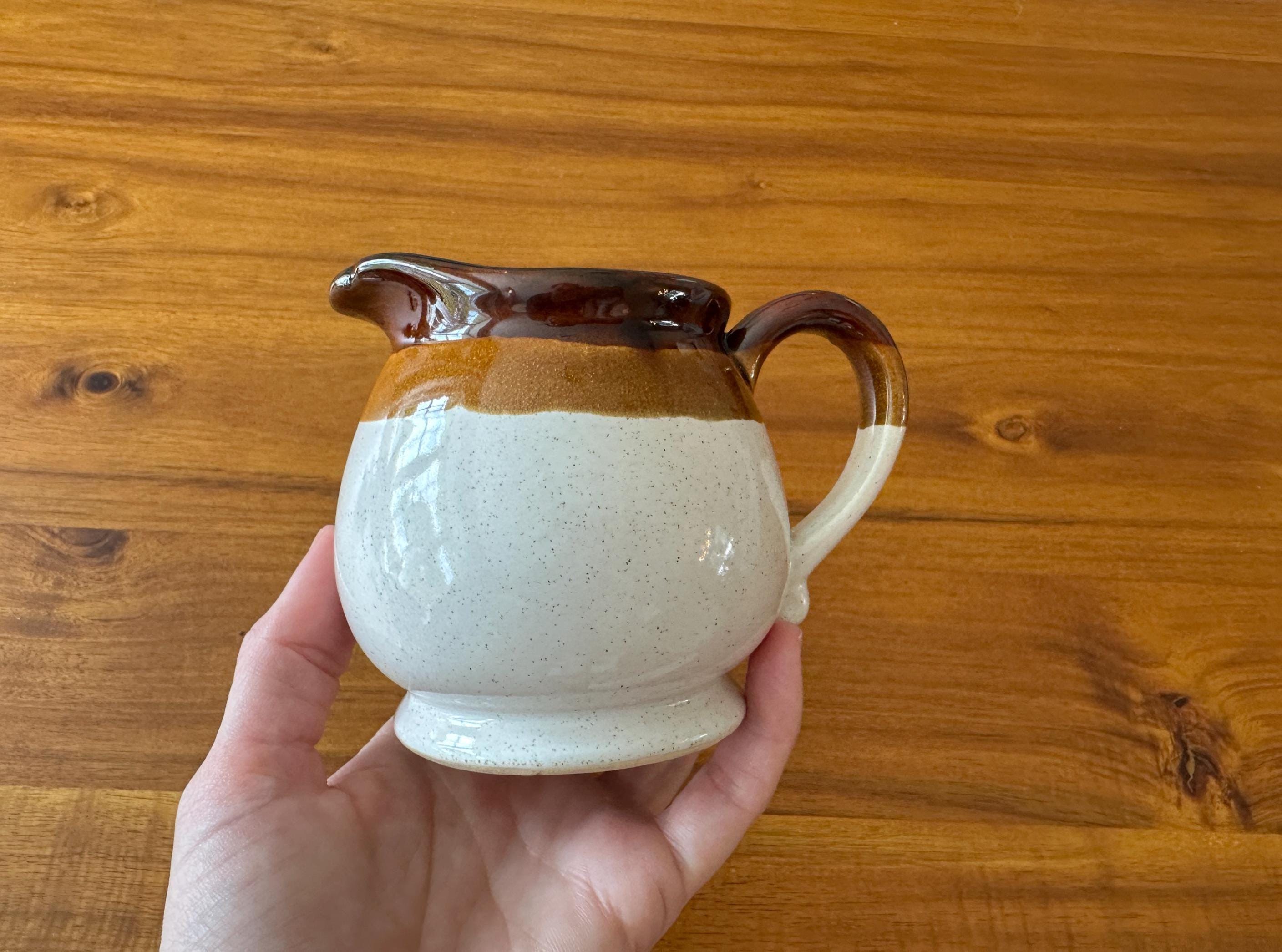 MCM Vintage 1970 Tricolor Glaze Stoneware Ceramic Pottery Creamer