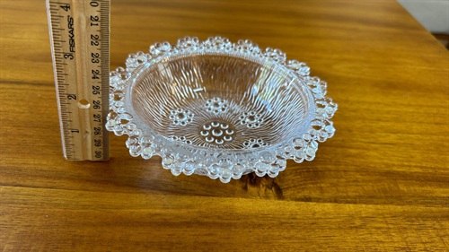 Masserini Barocco Small Glass Bowl- 1960s Vintage Italian Glass- Bubble Lace Glass Dish Mid Century Modern view 3