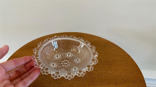 Masserini Barocco Small Glass Bowl- 1960s Vintage Italian Glass- Bubble Lace Glass Dish Mid Century Modern view 4
