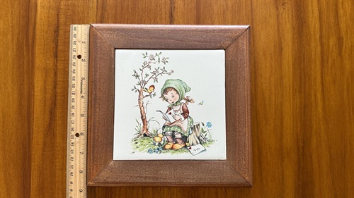 Vintage Wall Plaque Cute Girl Reading | Vintage Kitsch Decor | Retro Art view 6